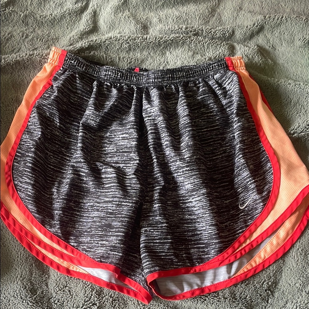 Nike Black and Red Athletic Shorts with Elastic Waistband